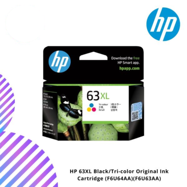 HP 63XL Black/Tri-color Original Ink Cartridge (F6U64AA)(F6U63AA)