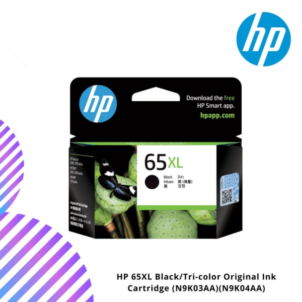HP 65XL Black/Tri-color Original Ink Cartridge (N9K03AA)(N9K04AA)