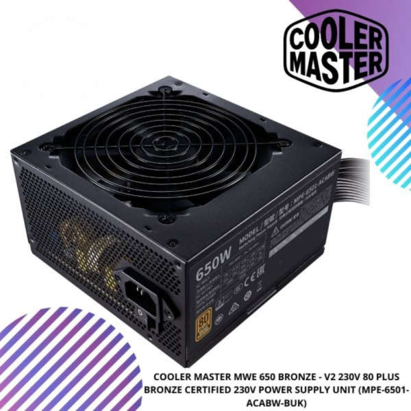 COOLER MASTER MWE 650 BRONZE - V2 230V 80 PLUS BRONZE CERTIFIED 230V POWER SUPPLY UNIT (MPE-6501-ACABW-BUK)