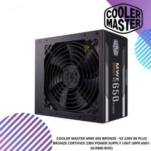 COOLER MASTER MWE 650 BRONZE - V2 230V 80 PLUS BRONZE CERTIFIED 230V POWER SUPPLY UNIT (MPE-6501-ACABW-BUK)