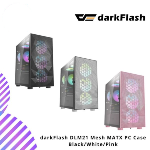darkFlash DLM21 Mesh MATX PC Case - Black/White/Pink