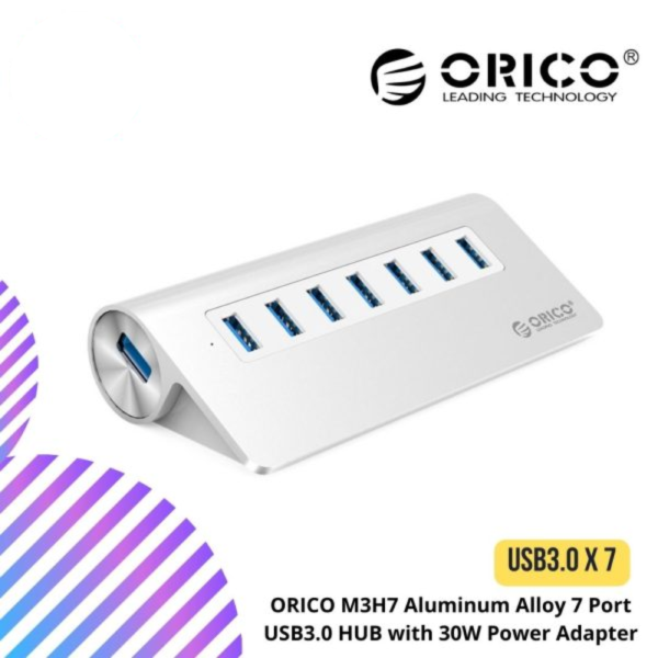 ORICO M3H7 Aluminum Alloy 7 Port USB3.0 HUB with 30W Power Adapter