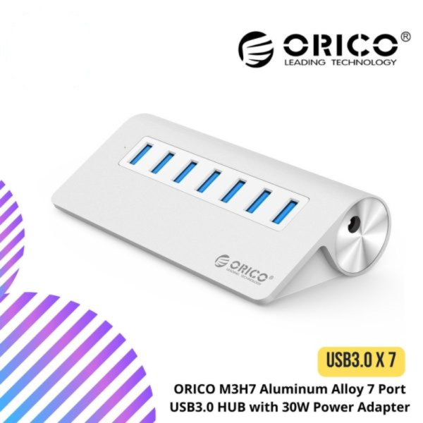 ORICO M3H7 Aluminum Alloy 7 Port USB3.0 HUB with 30W Power Adapter