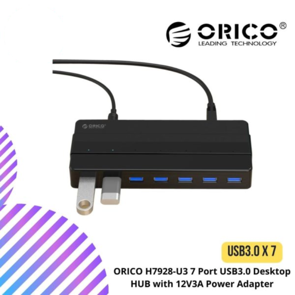 ORICO H7928-U3 7 Port USB3.0 Desktop HUB with 12V3A Power Adapter