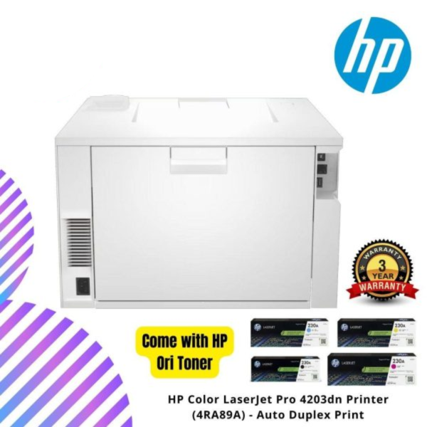 HP Color LaserJet Pro 4203dn Printer (4RA89A) - Auto Duplex Print