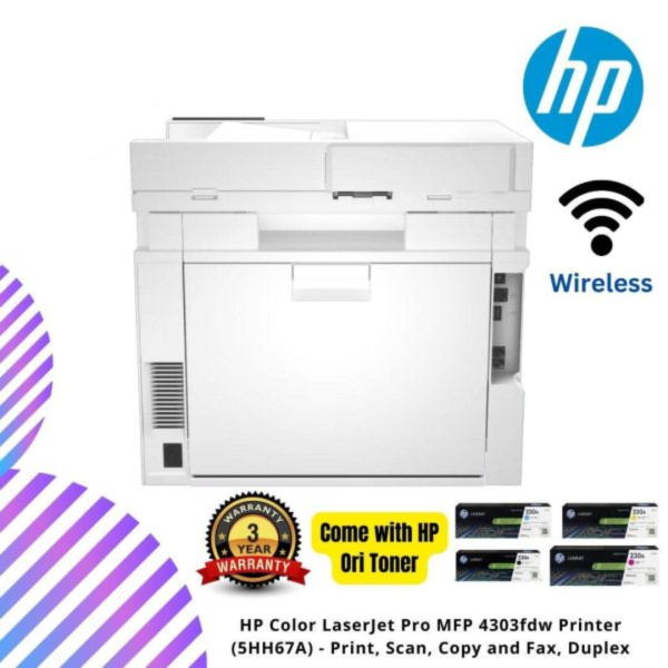 HP Color LaserJet Pro MFP 4303fdw Printer (5HH67A) - Print, Scan, Copy and Fax, Duplex