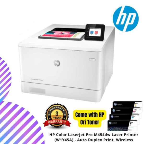 HP Color LaserJet Pro M454dw Laser Printer (W1Y45A) -  Auto Duplex Print, Wireless