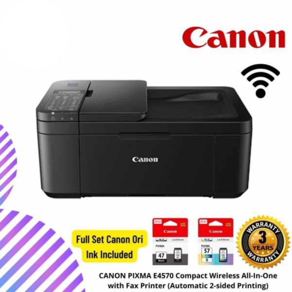 CANON PIXMA E4570 Compact Wireless All-In-One with Fax Printer (Automatic 2-sided Printing)