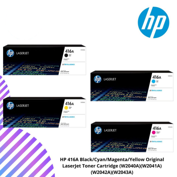 HP 416A Black/Cyan/Magenta/Yellow Original LaserJet Toner Cartridge (W2040A)(W2041A)(W2042A)(W2043A)