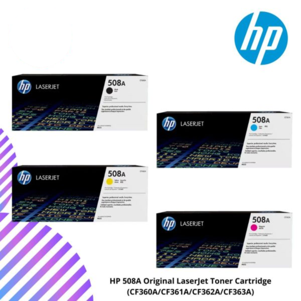 HP 508A Original LaserJet Toner Cartridge (CF360A/CF361A/CF362A/CF363A)