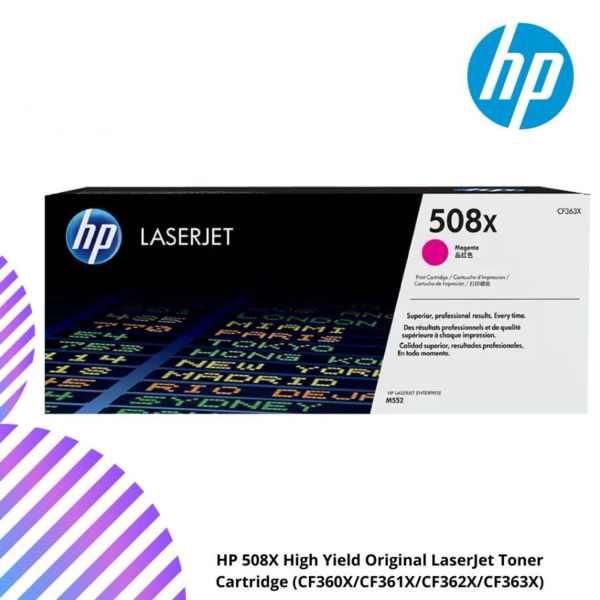 HP 508X High Yield Original LaserJet Toner Cartridge (CF360X/CF361X/CF362X/CF363X)