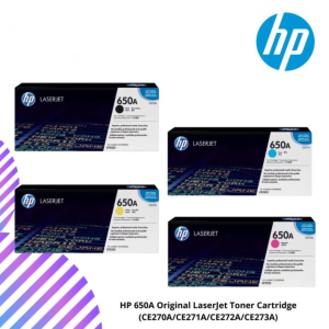 HP 650A Yellow, Cyan, Magenta, Black Original LaserJet Toner Cartridge (CE270A/CE271A/CE272A/CE273A)