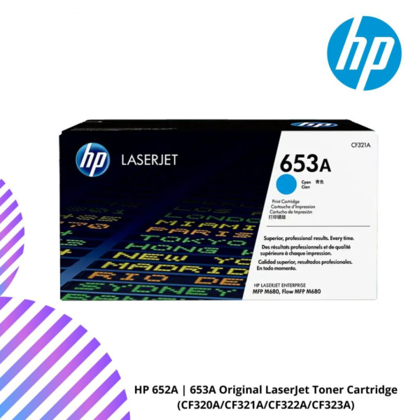 HP 652A | 653A Original LaserJet Toner Cartridge (CF320A/CF321A/CF322A/CF323A)