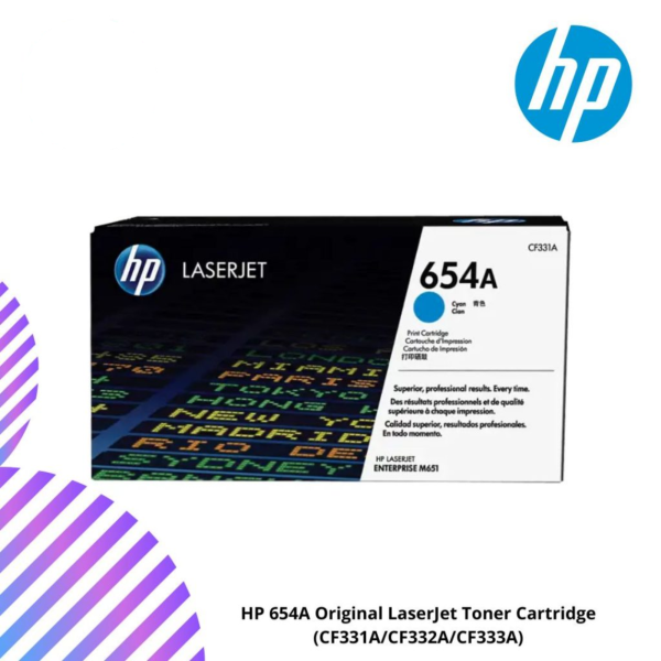 HP 654A Original LaserJet Toner Cartridge (CF331A/CF332A/CF333A)