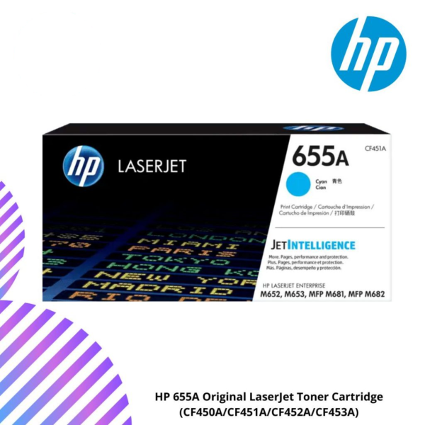 HP 655A Original LaserJet Toner Cartridge (CF450A/CF451A/CF452A/CF453A)