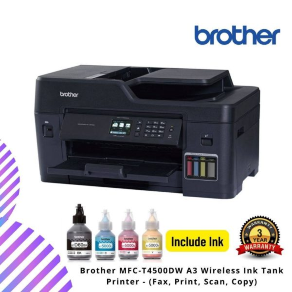 Brother MFC-T4500DW A3 Wireless Ink Tank Printer - (Fax, Print, Scan, Copy)