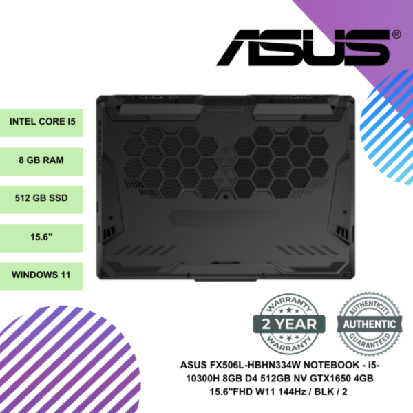 SHOPEELAZADA-2024-12-27T122431.357.png ASUS FX506L-HBHN334W NOTEBOOK - i5-10300H 8GB D4 512GB NV GTX1650 4GB 15.6"FHD W11 144Hz / BLK / 2