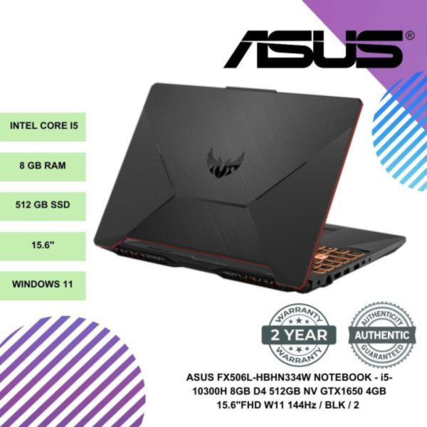 SHOPEELAZADA-2024-12-27T122435.007.png ASUS FX506L-HBHN334W NOTEBOOK - i5-10300H 8GB D4 512GB NV GTX1650 4GB 15.6"FHD W11 144Hz / BLK / 2