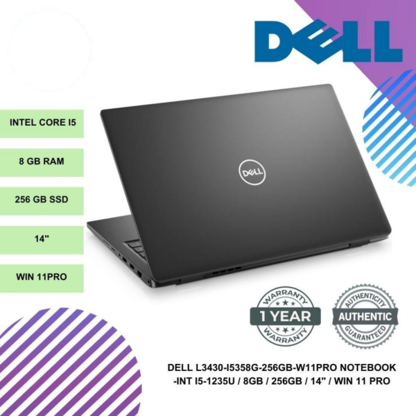 DELL L3430-I5358G-256GB-W11PRO NOTEBOOK -INT I5-1235U / 8GB / 256GB / 14" / WIN 11 PRO