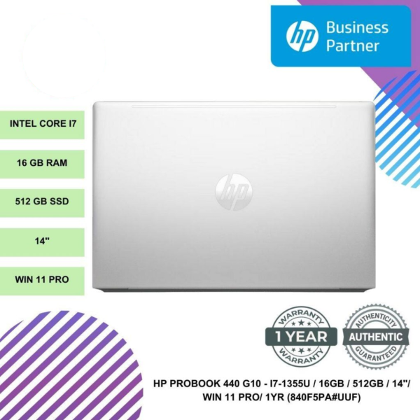 HP PROBOOK 440 G10 - I7-1355U / 16GB / 512GB / 14"/ WIN 11 PRO/ 1YR (840F5PA#UUF)