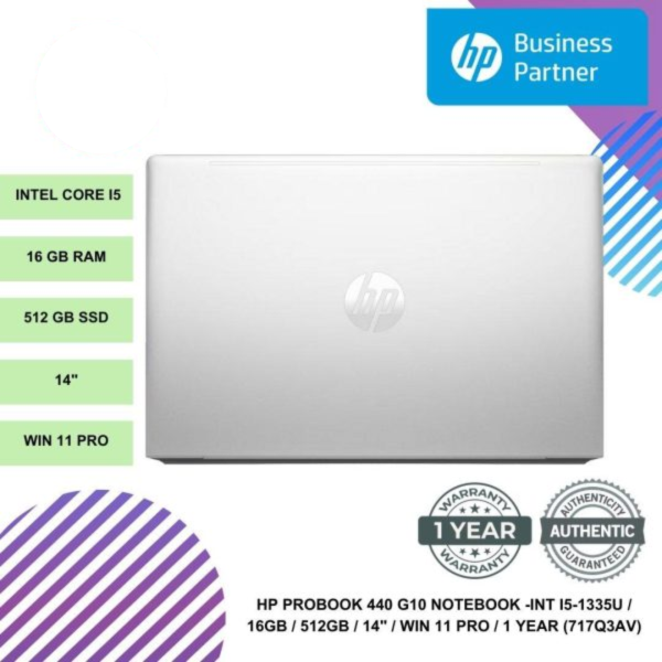 HP PROBOOK 440 G10 NOTEBOOK -INT I5-1335U / 16GB / 512GB / 14" / WIN 11 PRO / 1 YEAR (717Q3AV)
