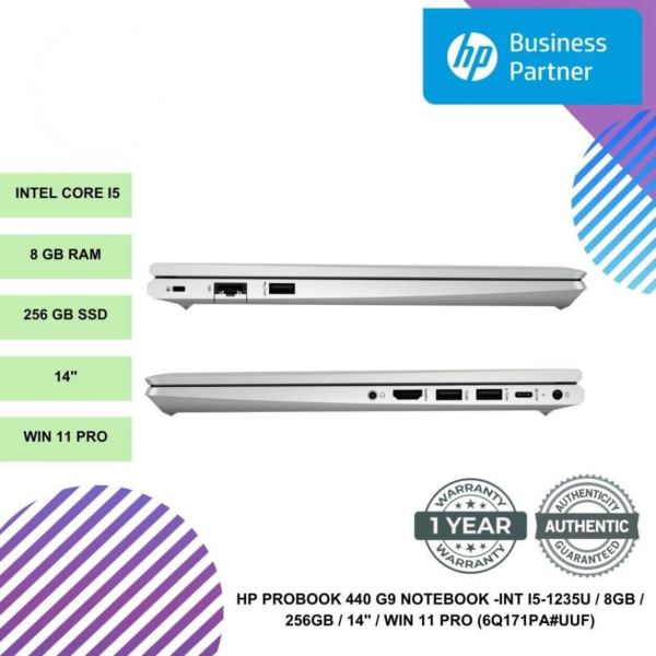 HP PROBOOK 440 G9 NOTEBOOK -INT I5-1235U / 8GB / 256GB / 14" / WIN 11 PRO (6Q171PA#UUF)