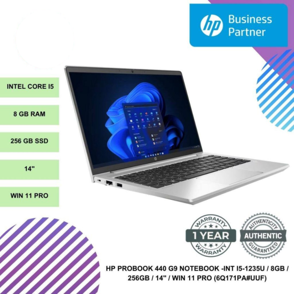 HP PROBOOK 440 G9 NOTEBOOK -INT I5-1235U / 8GB / 256GB / 14" / WIN 11 PRO (6Q171PA#UUF)