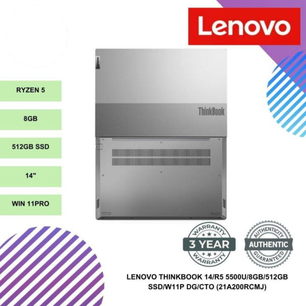 LENOVO THINKBOOK 14/R5 5500U/8GB/512GB SSD/W11P DG/CTO (21A200RCMJ)