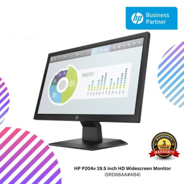 HP P204v 19.5 inch HD Widescreen Monitor (5RD66AA#AB4)