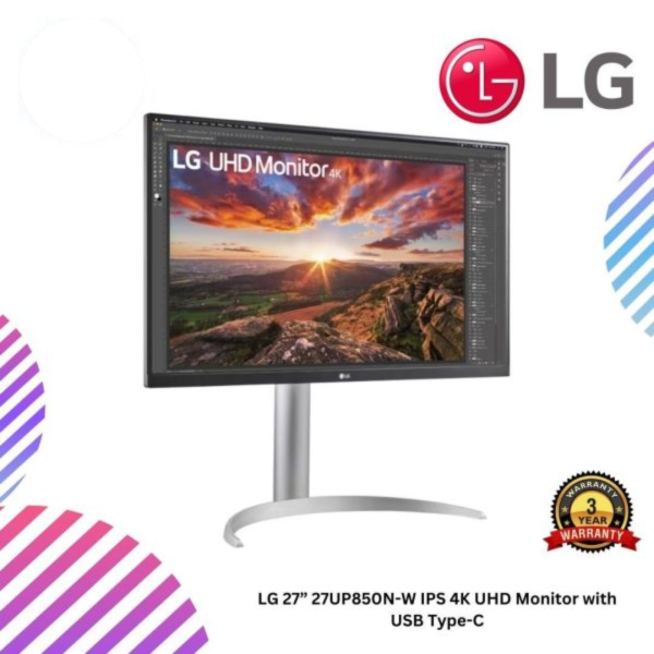 LG 27” 27UP850N-W IPS 4K UHD Monitor with USB Type-C