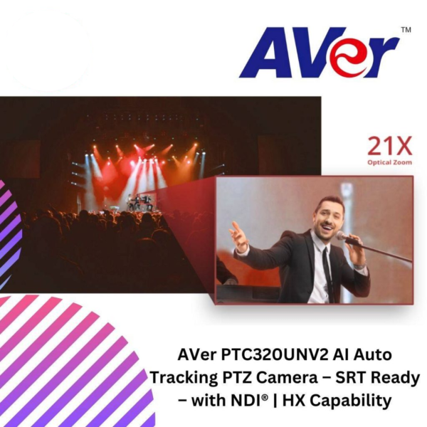 AVer PTC320UNV2 AI Auto Tracking PTZ Camera – SRT Ready – with NDI® | HX Capability