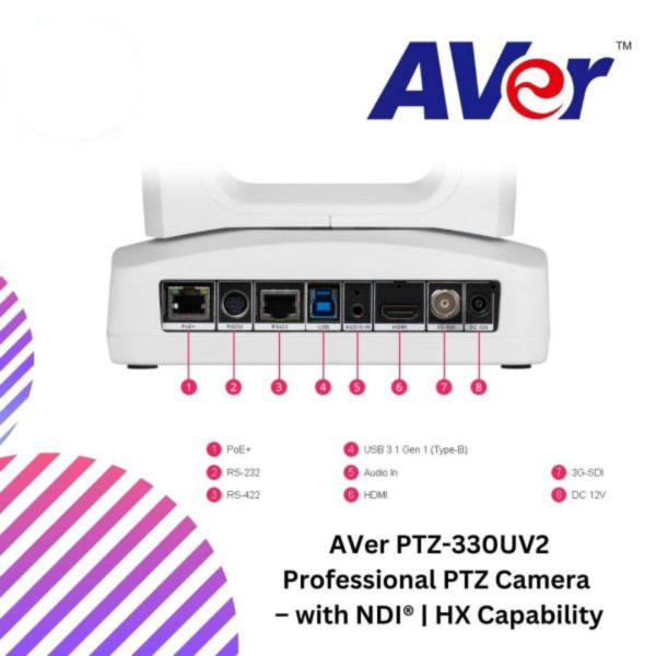 AVer PTZ-330UV2 Professional PTZ Camera  – with NDI® | HX Capability