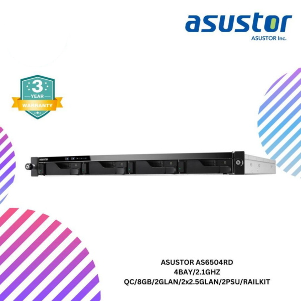 SHOPEELAZADA-2024-12-30T124620.304.png ASUSTOR AS6504RD 4BAY/2.1GHZ QC/8GB/2GLAN/2x2.5GLAN/2PSU/RAILKIT