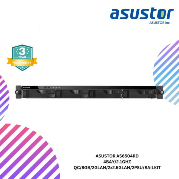 SHOPEELAZADA-2024-12-30T124654.562.png ASUSTOR AS6504RD 4BAY/2.1GHZ QC/8GB/2GLAN/2x2.5GLAN/2PSU/RAILKIT
