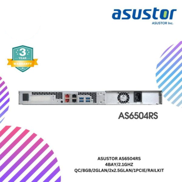 ASUSTOR AS6504RS 4BAY/2.1GHZ QC/8GB/2GLAN/2x2.5GLAN/1PCIE/RAILKIT