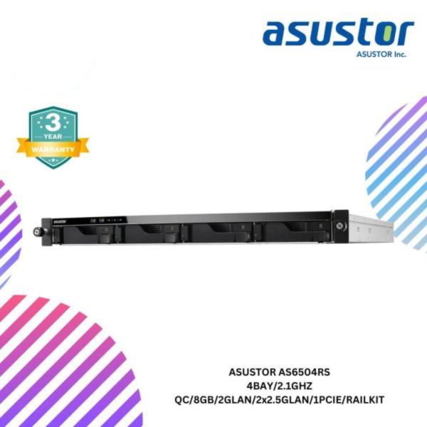 ASUSTOR AS6504RS 4BAY/2.1GHZ QC/8GB/2GLAN/2x2.5GLAN/1PCIE/RAILKIT