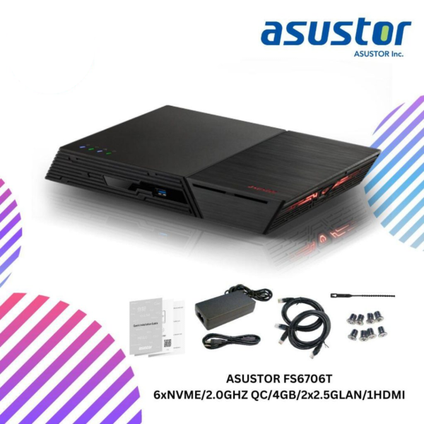 ASUSTOR FS6706T 6xNVME/2.0GHZ QC/4GB/2x2.5GLAN/1HDMI