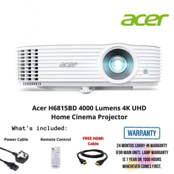 Acer H6815BD 4000 Lumens 4K UHD Home Cinema Projector