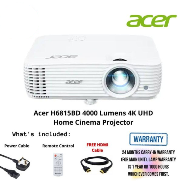 Acer H6815BD 4000 Lumens 4K UHD Home Cinema Projector