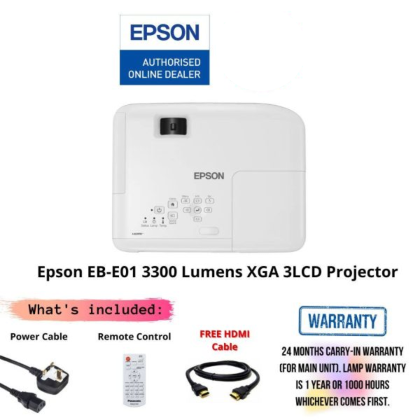 Epson EB-E01 3300 Lumens XGA 3LCD Projector
