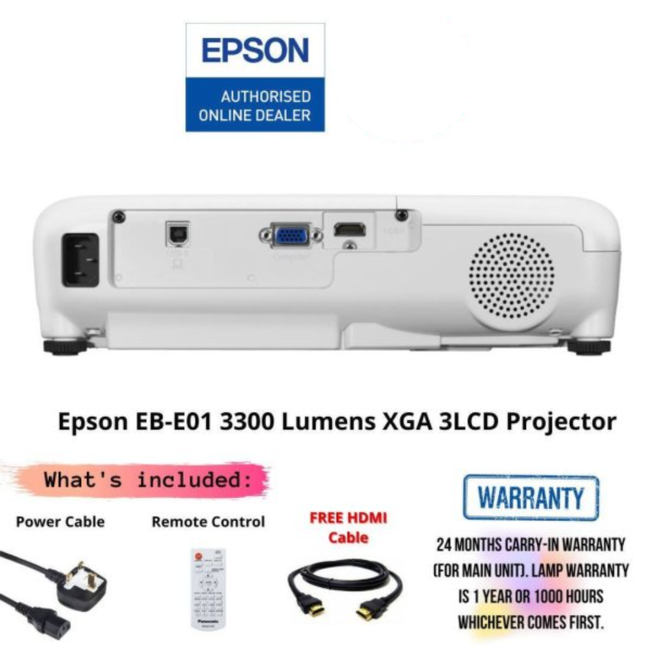 Epson EB-E01 3300 Lumens XGA 3LCD Projector