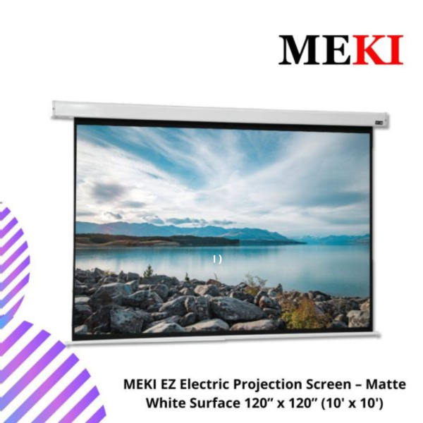 MEKI EZ Electric Projection Screen – Matte White Surface 120” x 120” (10' x 10')
