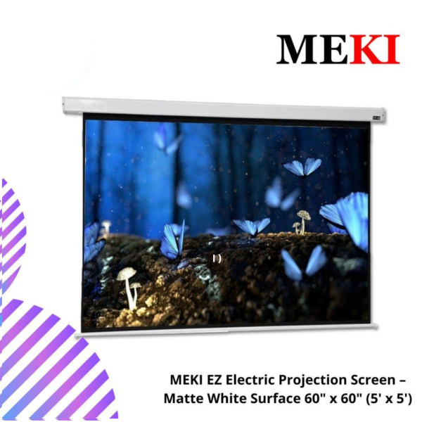 MEKI EZ Electric Projection Screen – Matte White Surface 60" x 60" (5' x 5')