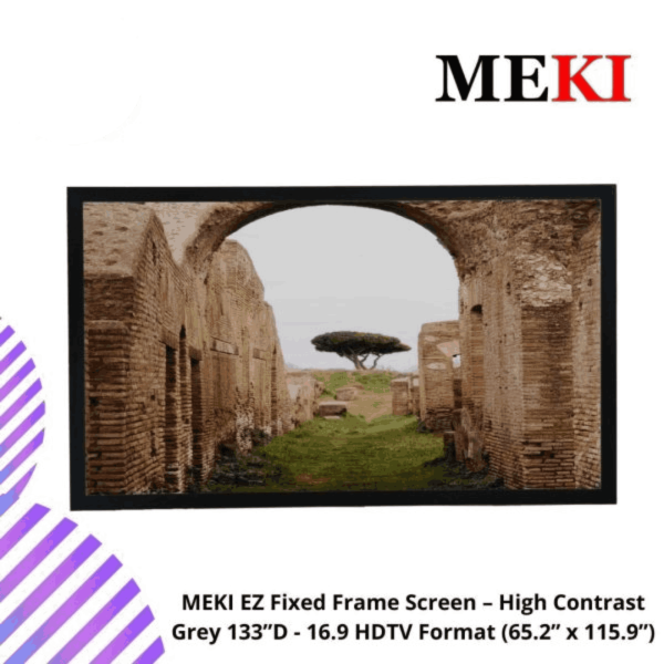 MEKI EZ Fixed Frame Screen – High Contrast Grey 133”D - 16.9 HDTV Format (65.2” x 115.9”)