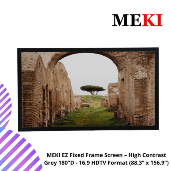 MEKI EZ Fixed Frame Screen – High Contrast Grey 180”D - 16.9 HDTV Format (88.3” x 156.9”)