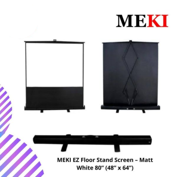 MEKI EZ Floor Stand Screen – Matt White 80” (48” x 64”)
