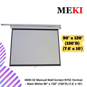 MEKI EZ Manual Wall Screen NTSC Format – Matt White 90" x 120" (150”D) (7.6' x 10')