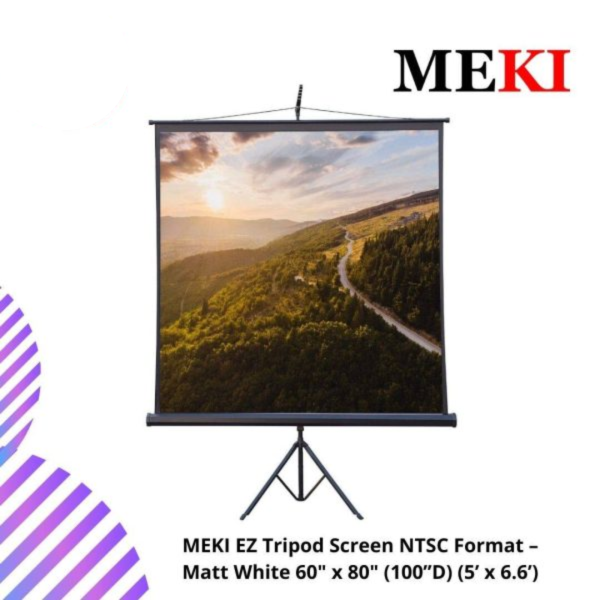 MEKI EZ Tripod Screen NTSC Format – Matt White 60" x 80" (100”D) (5’ x 6.6’)