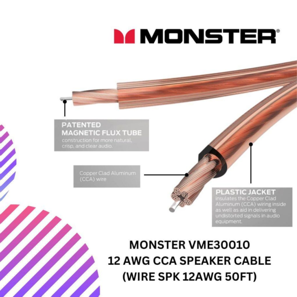 MONSTER VME30010 12 AWG CCA speaker cable (WIRE SPK 12AWG 50FT)