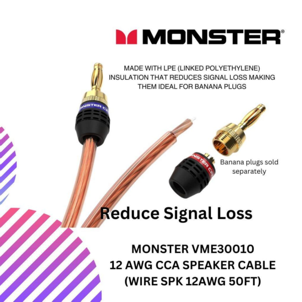 MONSTER VME30010 12 AWG CCA speaker cable (WIRE SPK 12AWG 50FT)